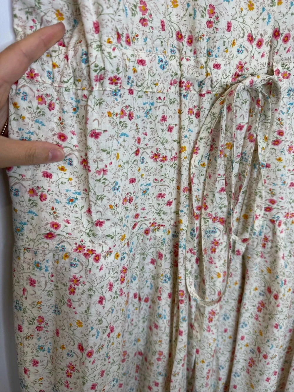 Vintage Cottagecore Floral Dress Lace Collar Prairie Midi Romantic Feminine - Picture 7 of 11